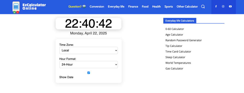 Online Digital Clock – Accurate World Clock with Time Zone & Date Display