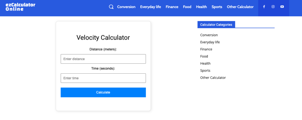 Velocity Calculator – Calculate Speed and Motion Easily