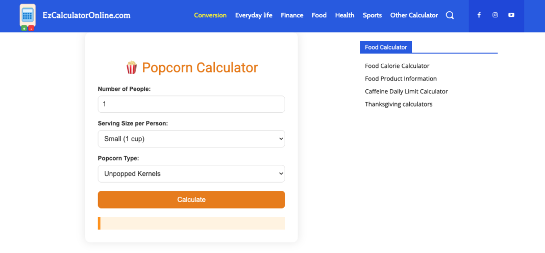 Popcorn Calculator – Estimate Perfect Popcorn Portions