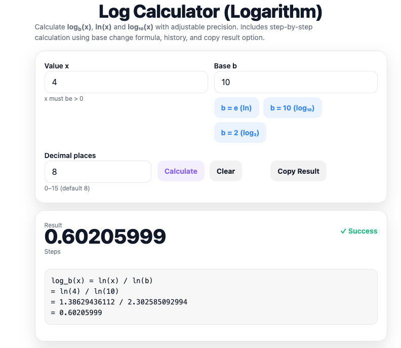 Log Calculator – Fast & Accurate Logarithm Solver
