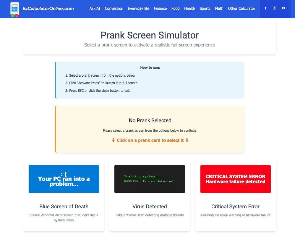 Prank Screen Simulator – Fake Error & Update Screens