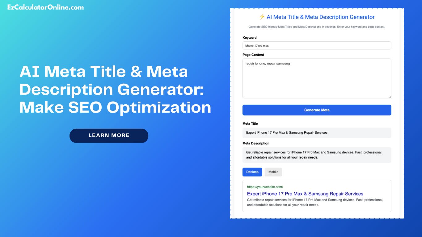 AI Meta Title & Meta