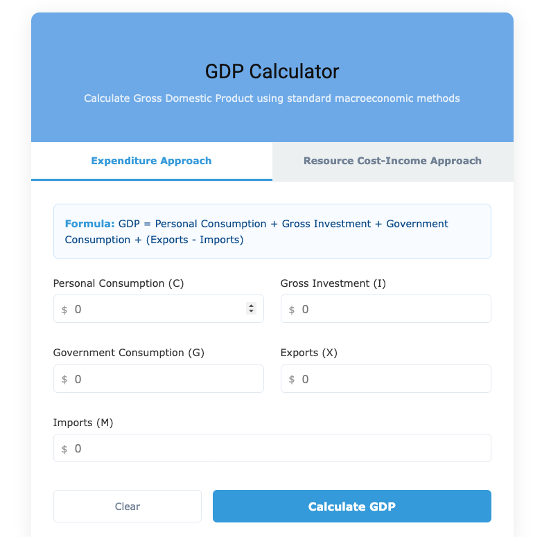 Gdp Calculation Income Approach GDP Calculator – Calculate Gross Domestic Product Easily